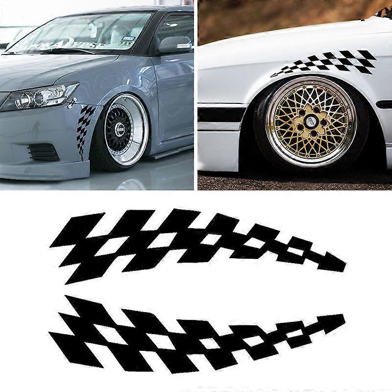 Chequered Flag Pack of 2 Car Stickers/Bumper Stickers Available in Black and White (Black)
