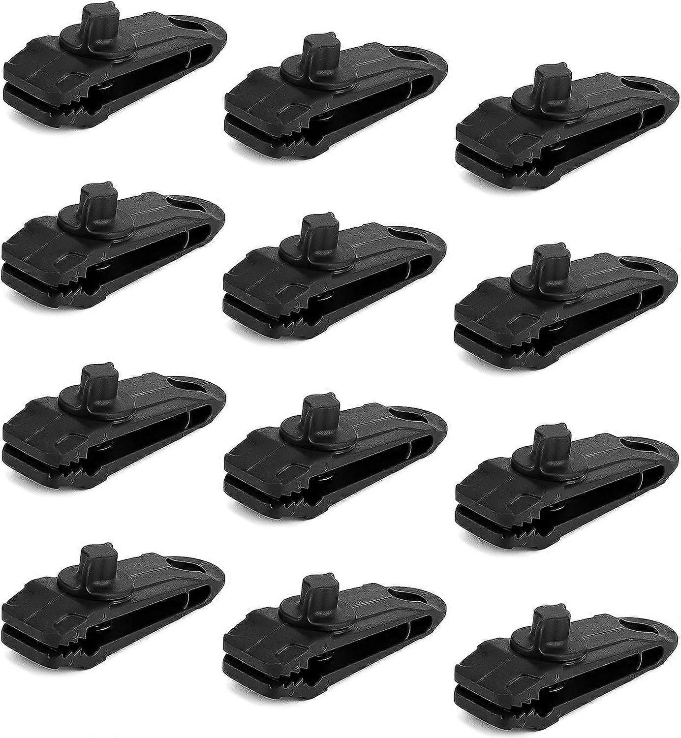 12 Pieces Set of Locking Clips Multi-Function Secure Tarp Clips for Camping Canopy Activities (Black)