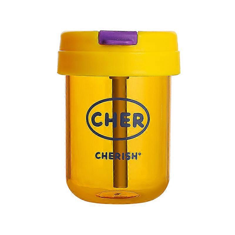 Small Capacity Portable Plastic Coffee Cup Yellow 300ML