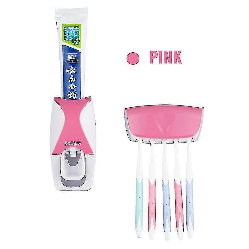 2pcs Toothbrush Holder Automatic Toothpaste Squeezer Sticky Hook Toothbrush Storage Rack Toothpaste Holder Bathroom Organizer
