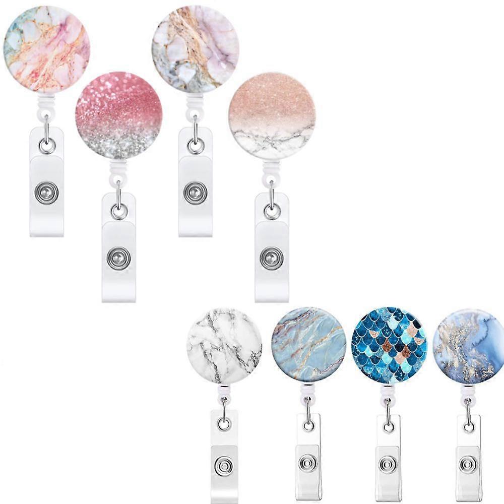 8 pieces of marble texture drop glue easy-to-pull buckle fish scales shiny easy-to-pull retractable document buckle badge buckle