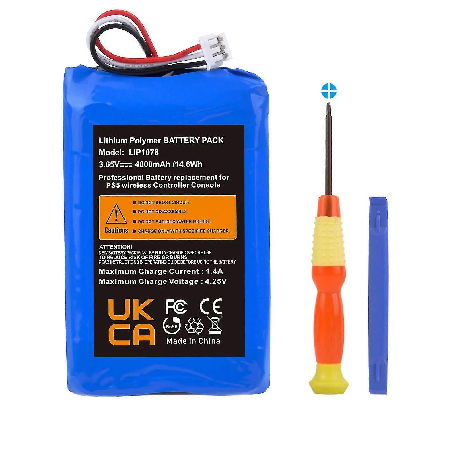 xj4000mAh LIP1078 Battery compatible with Sony PS5 Controller Rechargeable Lithium compatible with DualSense Game Console