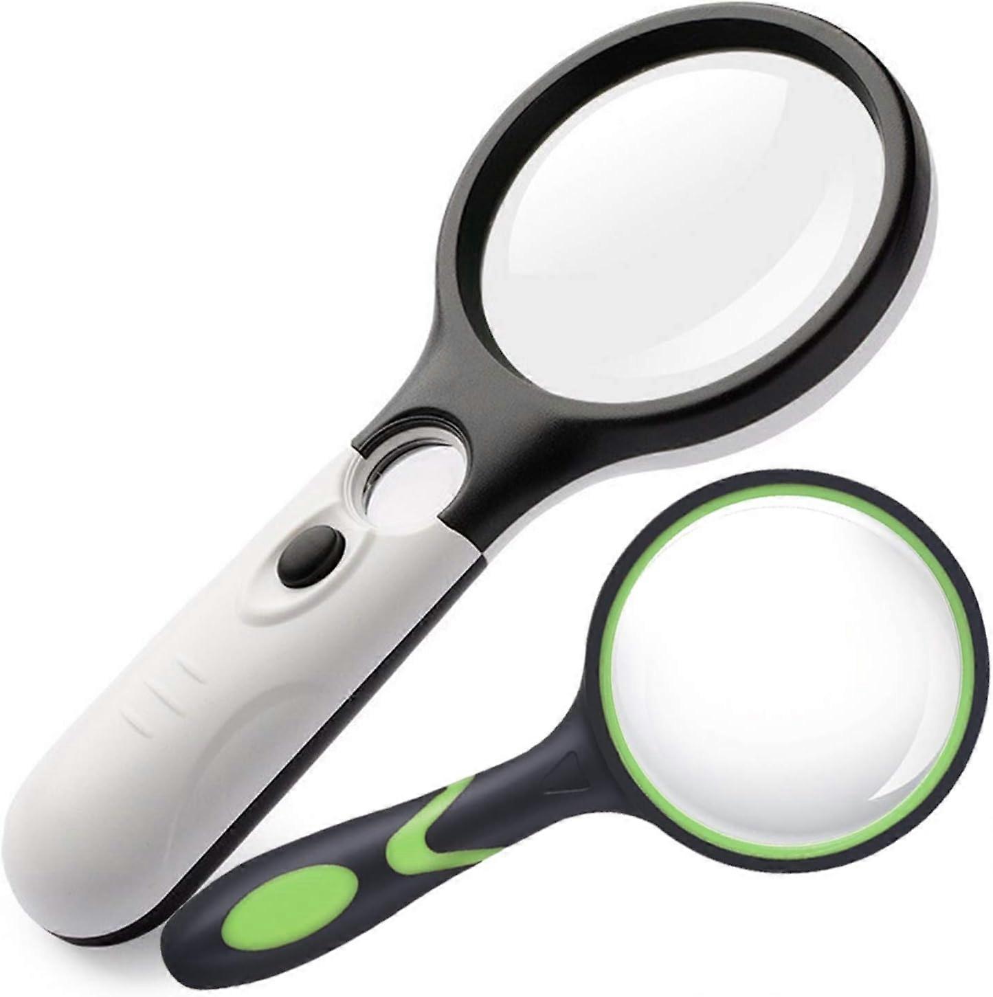 (2 Pcs)  Magnifying Glass with Light,3X 45X Illuminated LED Magnifier,Handheld Lighted Magnifyi