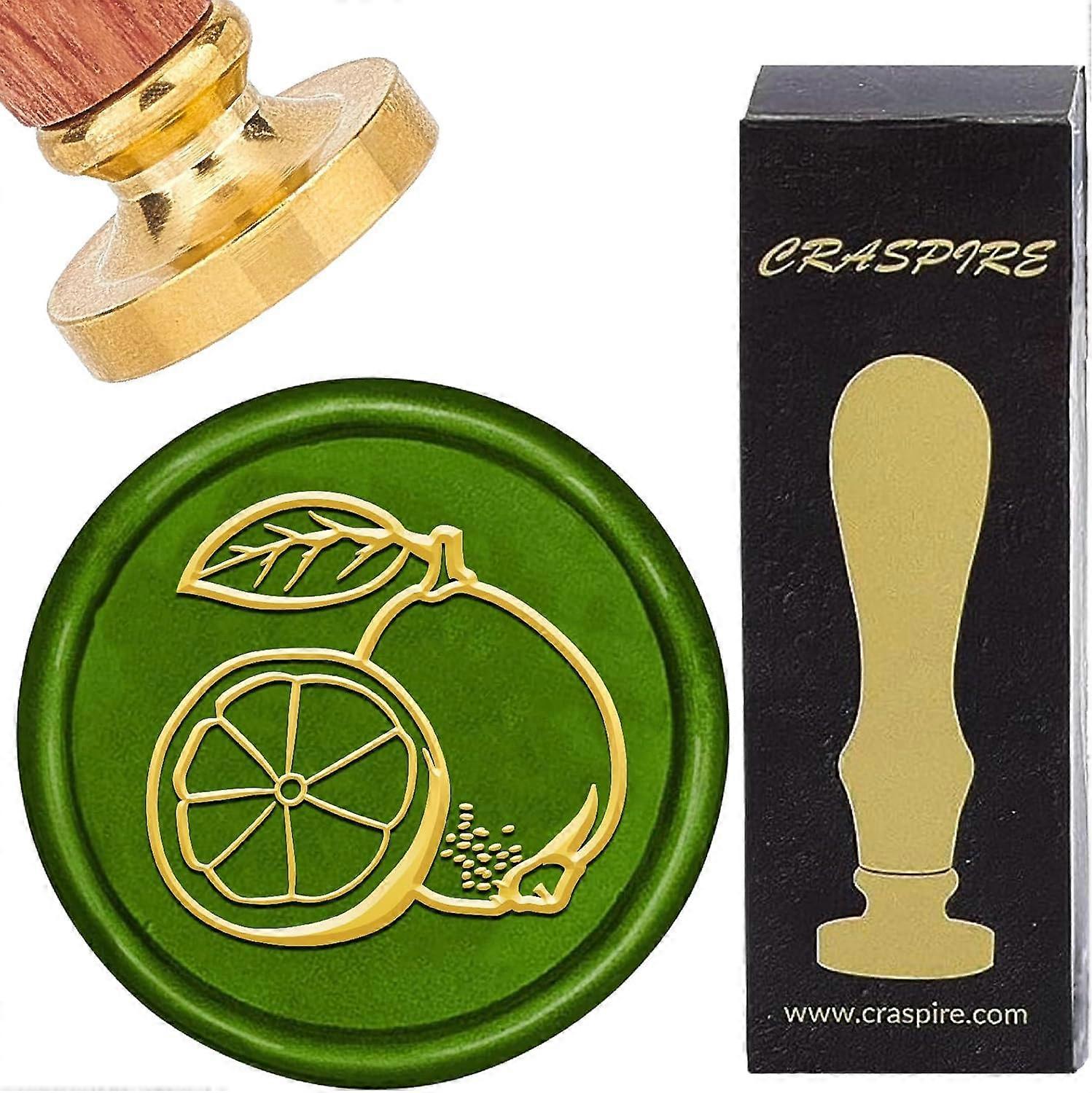 Brass Wax Seal Stamps with Rosewood Handle for DIY Scrapbooking Lemon 25mm