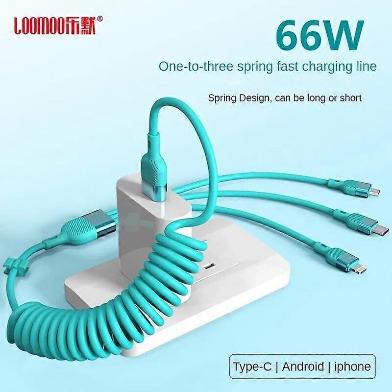 LOOMOO LCB-319 One-to-Three Spring Fast Charge Line Three-in-One Multifunctional Fast Charge Data Cable