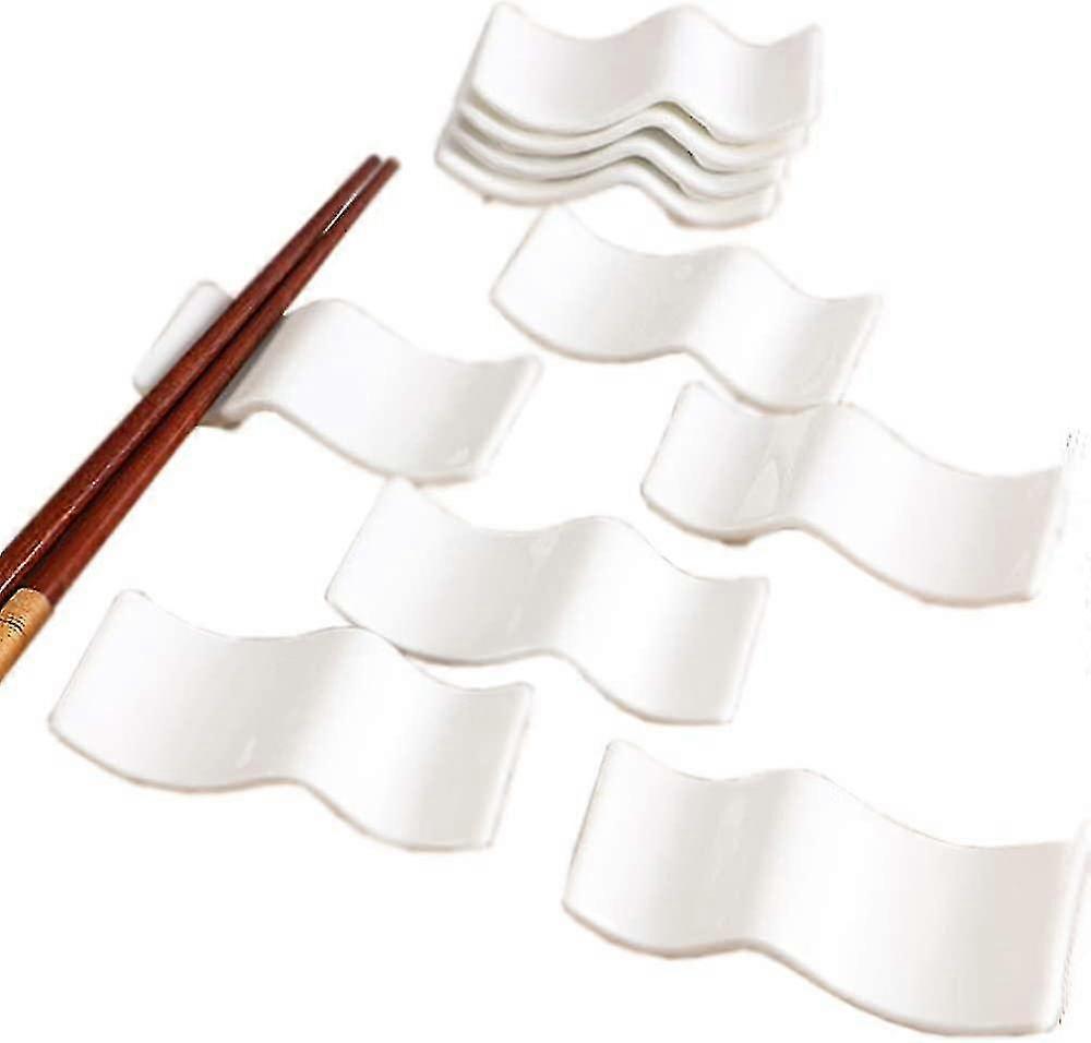 Ceramic Chopsticks Rest Rack Set Of 10 Pcs, Chinese Style Dinner Spoon Stand Knife Fork Holder Porcelain Chopsticks Stand-MXBC