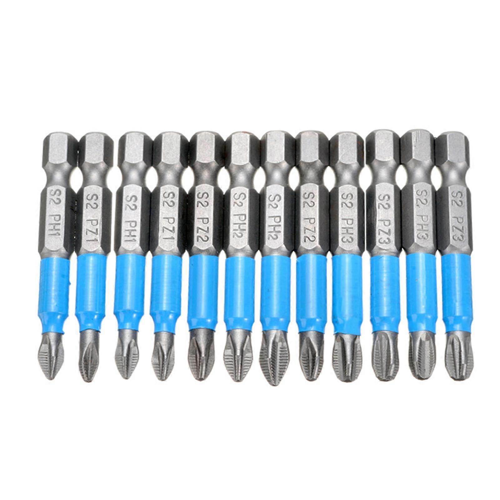 12Pcs Hexagon Handle Non-slip Electric Screwdriver 50mm Strong Magnetic Tool