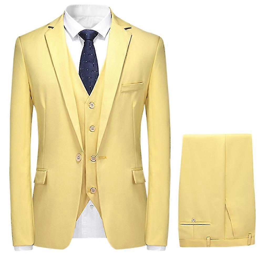 Herren 3-teilige Slim Fit Anzug Set, One Button Solid Jacket Weste Hose