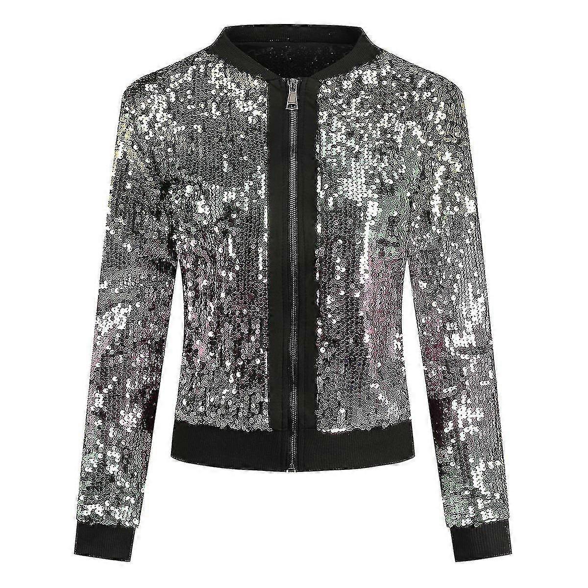 Women's Sequin Panel Multicolor Metallic Style Jacket