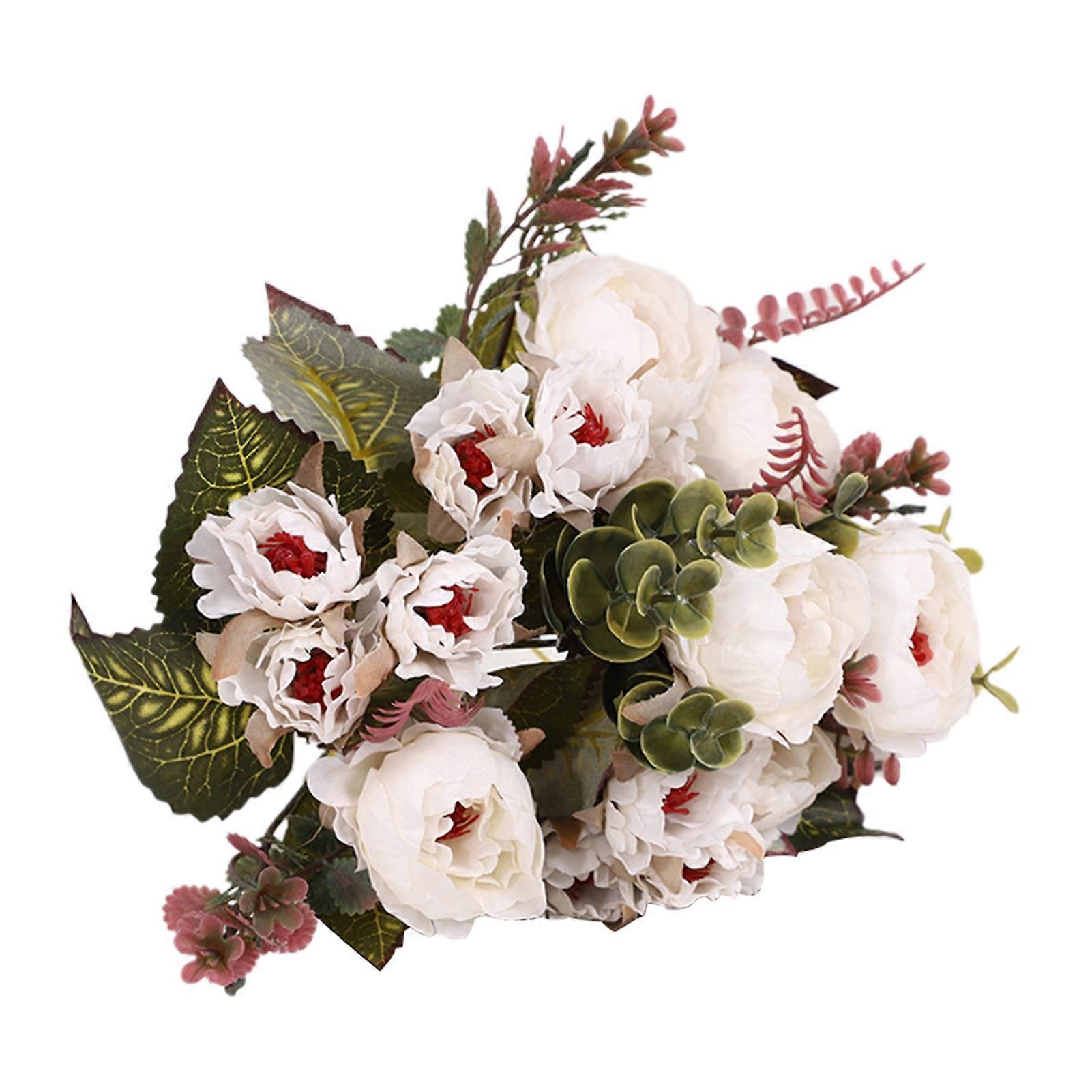 Qinhai Simulation Flower High Simulation Ornamental Realistic Bouquet 9 Heads Artificial Peony Flowers for Wedding