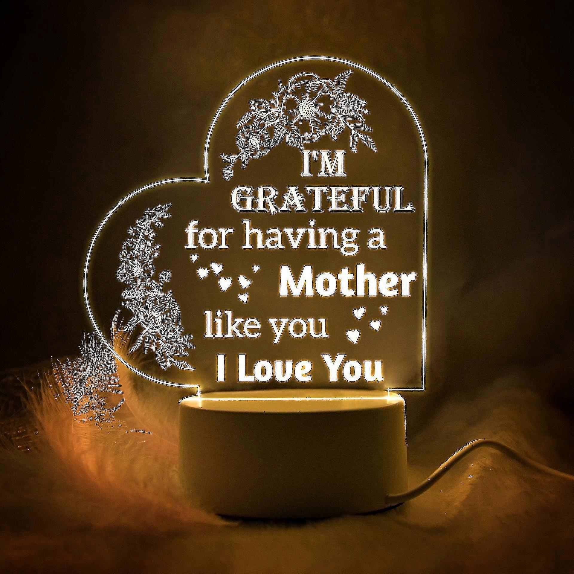 هدايا عيد الأم هدايا عيد ميلاد لأمي أكريليك USB منخفض الطاقة محفور ضوء الليل بوريس