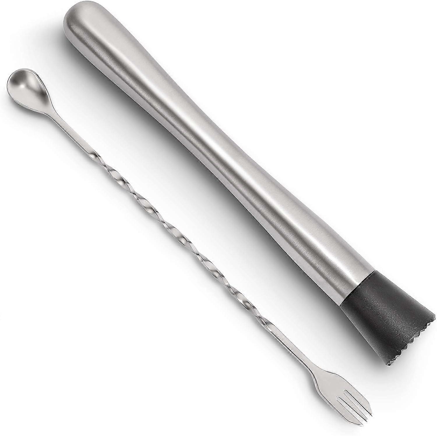 10 polegadas de aço inoxidável Cocktail Muddler e Mixing Spoon Home Bar Tool Set - Crie deliciosos Mojitos e outros à base de frutas