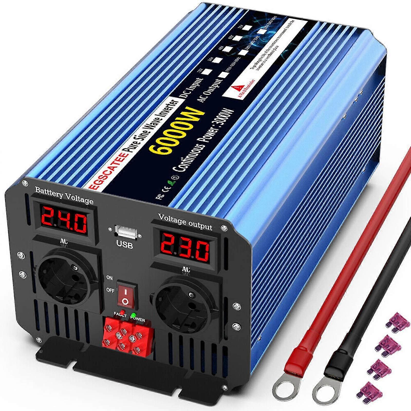 3000w 6000w محول الجهد 24 فولت إلى 230 فولت محول عاكس موجة جيبية نقية بوريس