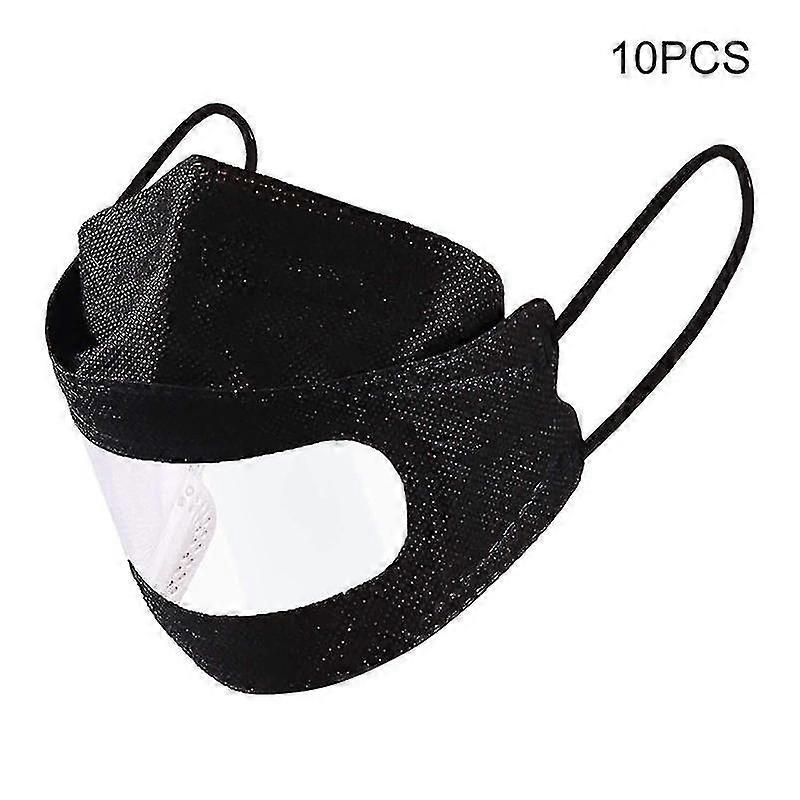 10pc Disposable Clear Face Mask For Adults With Transparent Window Design See Through Visible Mouth