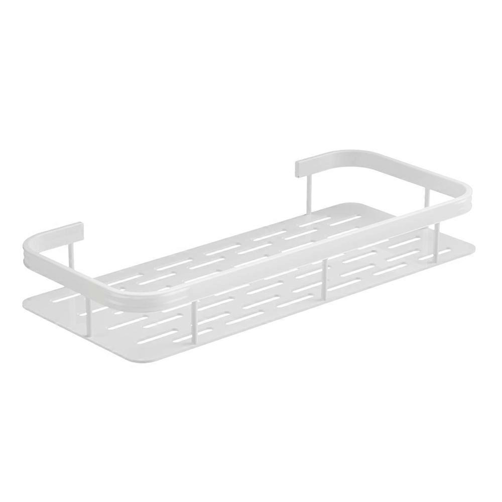 Bathroom Aluminum Shelf Shower No Drill Wall Mounted Organizer Rectangular Storage Rack - Silver