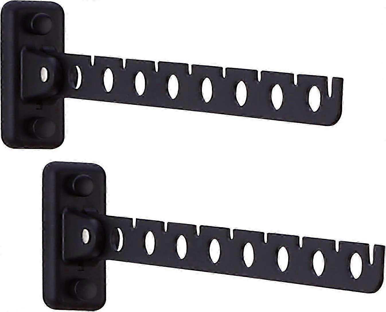 2 Pcs Folding Wall Mounted Clothes Hanger Rack Black