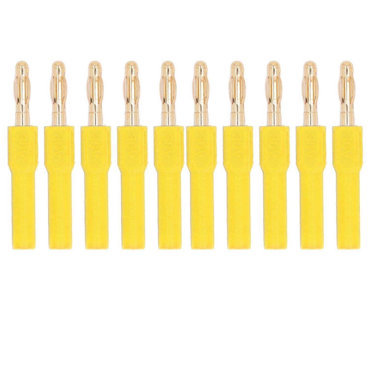 10Pcs Banana Plug 4.0mm Male to 2mm Female Connector 30V AC 60V DC 32A for Testing Yellow