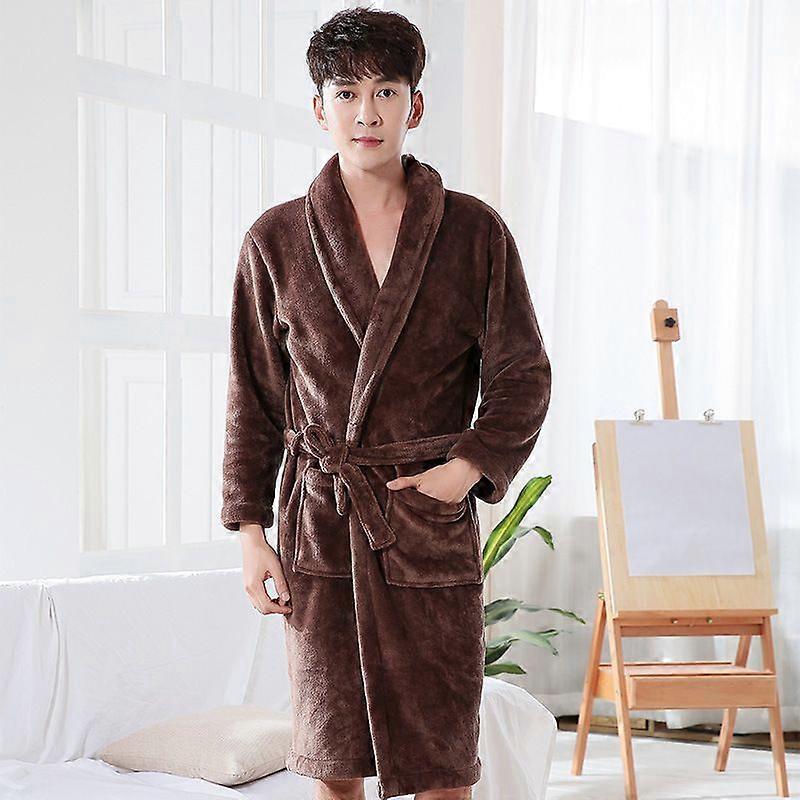 Lovers Dress for Men and Women Warm Super Soft Flannel Coral Fleece Long Bath Robe Mens Kimono Bathrobe Male Dressing Gown Robes