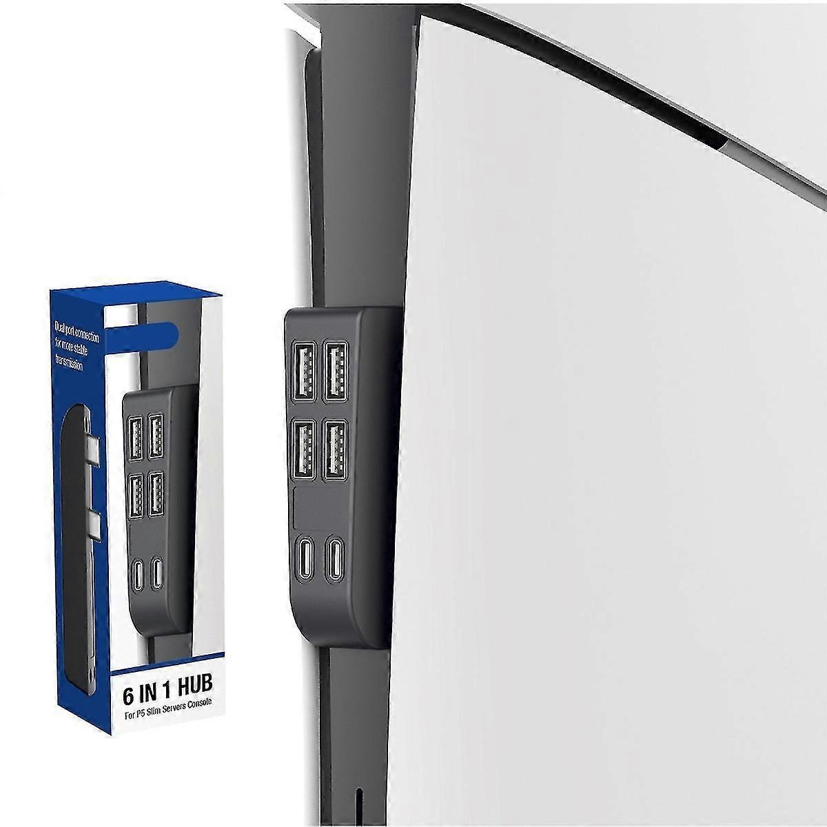 6 In 1 Hub For Ps5 Slim Console Expansion Adapter, High Speed Usb Hub Expands Ports