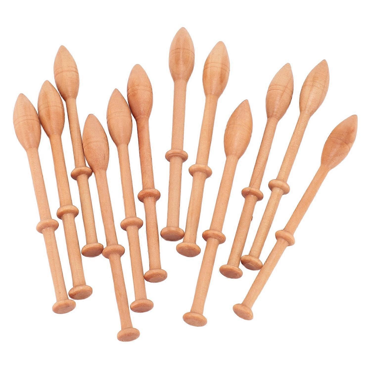 12pcs Wooden Lace Bobbin Professional Lace Robbin Weaving Tools for Hand Knitting DIY Tools Sweaters