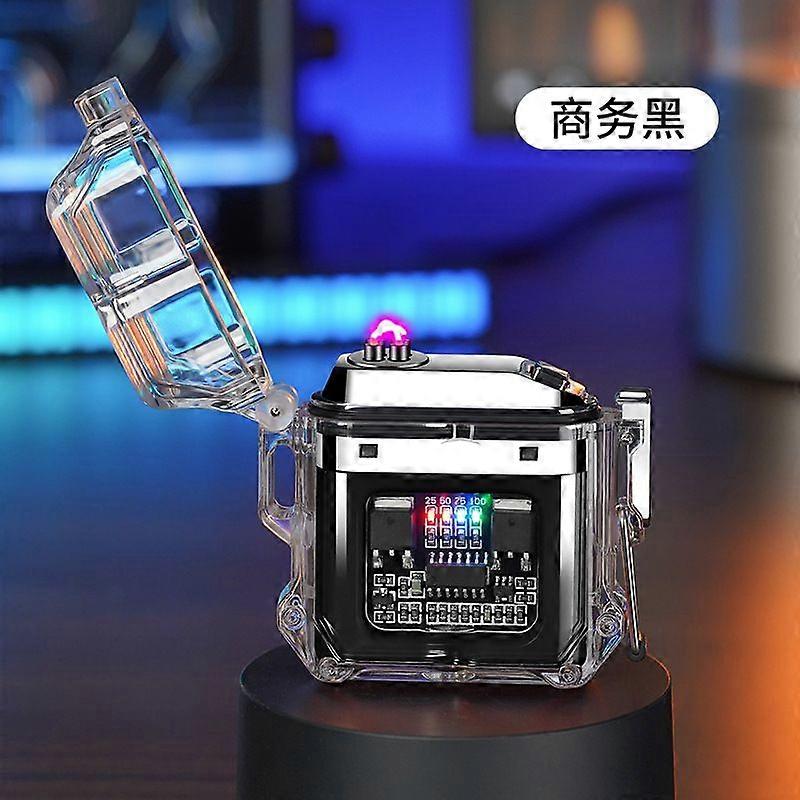 Factory Direct Sales Mech Lock And Load Spray Transparent Case Waterproof Electronic Pulse Lighter Outdoor Windproof Lighter Waterproof Double