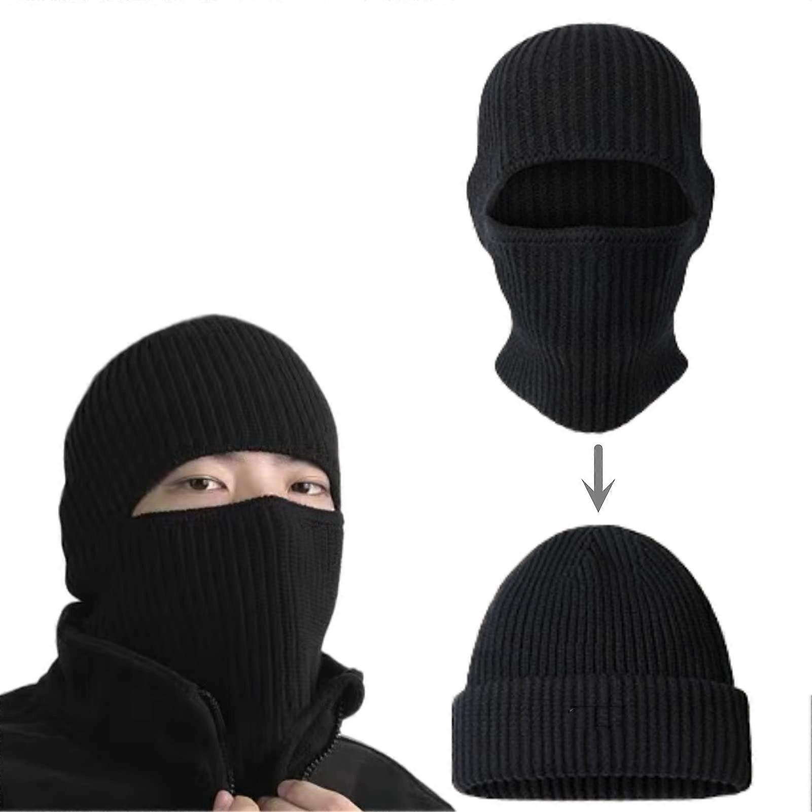 Balaclava Ski Mask And Beanie Hat 2 In 1 For Men, Warm Fleece Lined, One Size, Cold Weather Face Mask