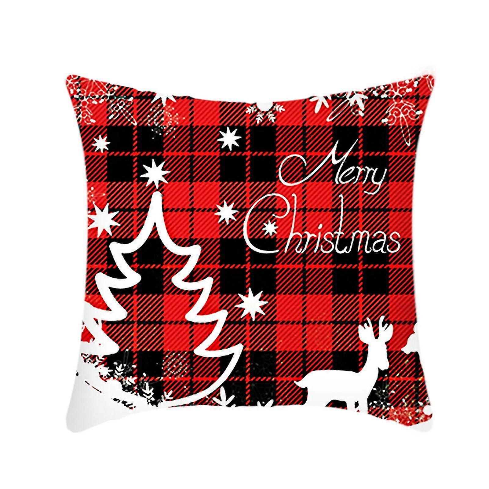 Beautiful Deer Pattern Pillowcase Christmas Style Skin-friendly Plush Cushion Cover for Home