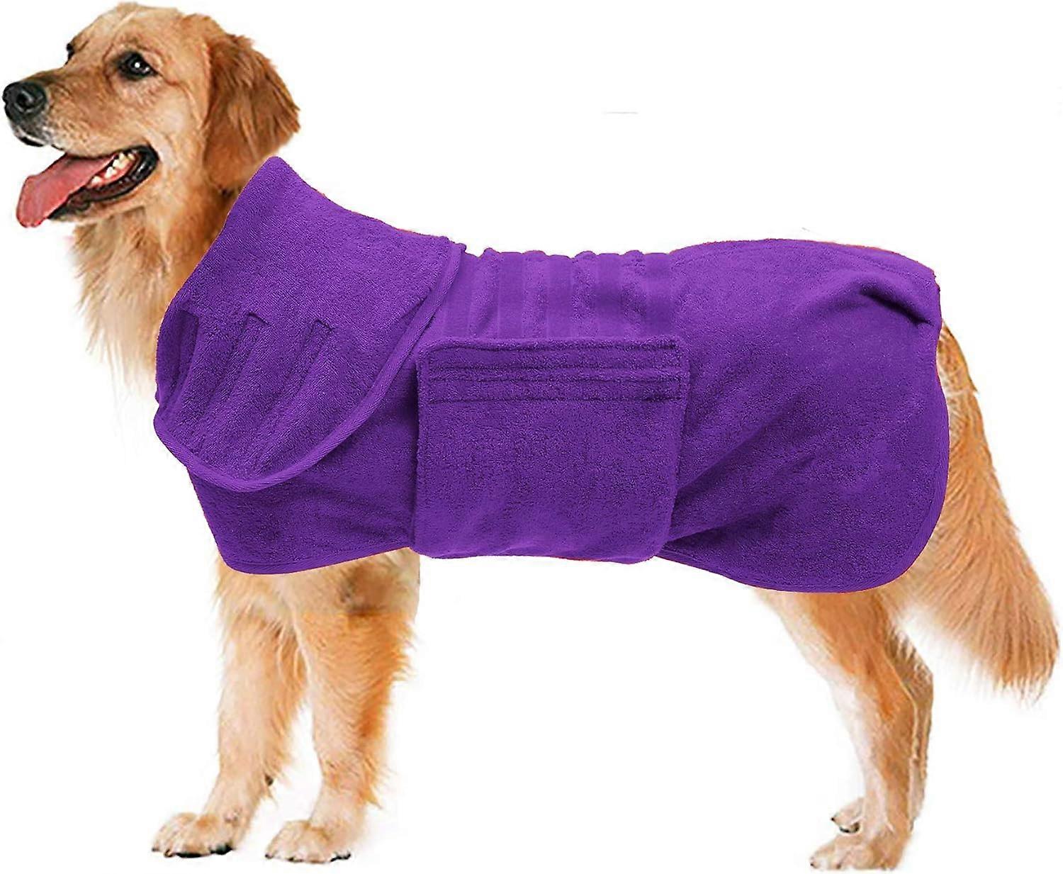 Microfibre Drying Coat for Pets, Ultra-Absorbent Quick Dry Dog Robe, Soft Fleece Bath Towel Wrap with Adjustable Hook-and-Loop Fasteners, Easy Clean