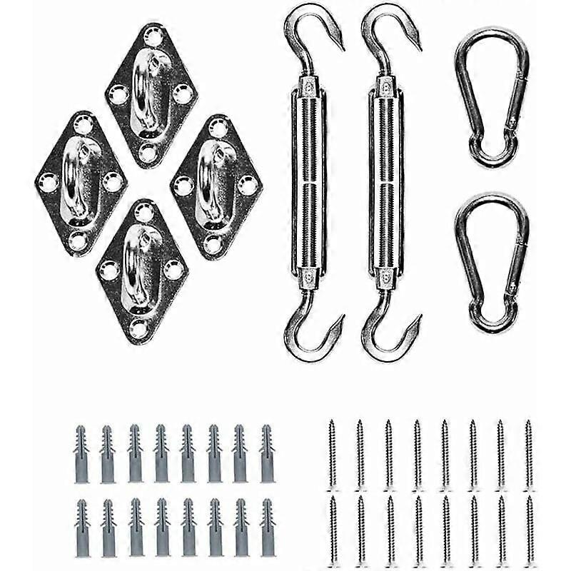 Shade Sail Fixing Kit - 304 Stainless Steel Hardware Fixing Accessories Kit for Shade Sail, Triangular Shade Cloth, Square WHWY