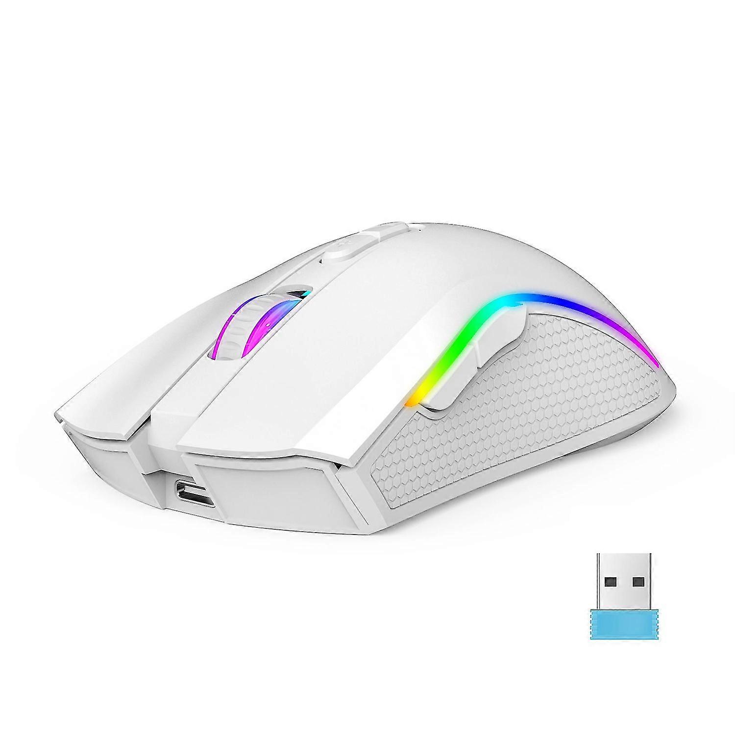 T69 2.4GHz Wireless Mouse RGB 7 Buttons Ergonomic Lightweight Type-C Rechargeable Universal Cordless