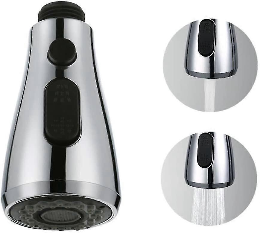Faucet Shower With Stop Button 2 Retractable Sprays 3 Functions Pausing Pull-out Shower Head Electroplating Cp