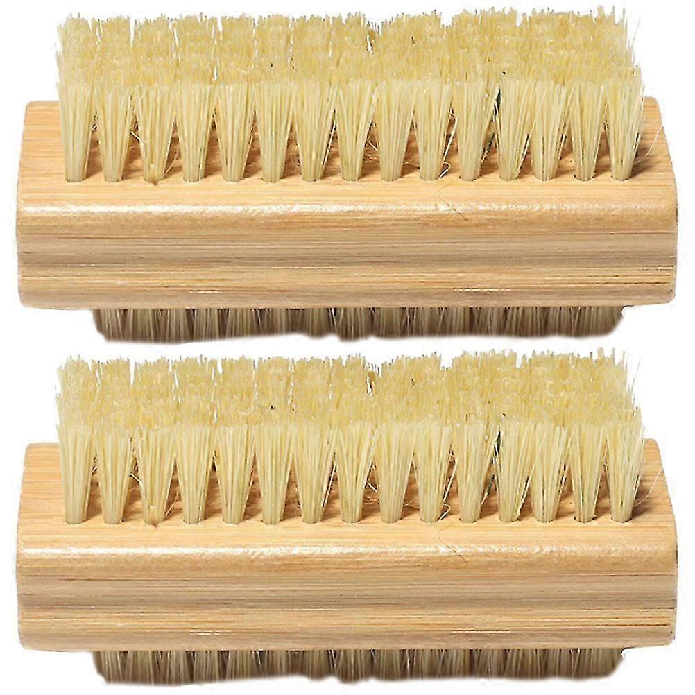 2 stuks bamboe nagelborstel dubbelzijdige nagelborstel bamboe sisal scrubborstel reiniging nagelborstel