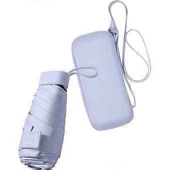 Mini sombrilla de viaje para bolso con estuche, pequeño paraguas compacto UV protección solar, sombrilla portátil a prueba de viento, púrpura