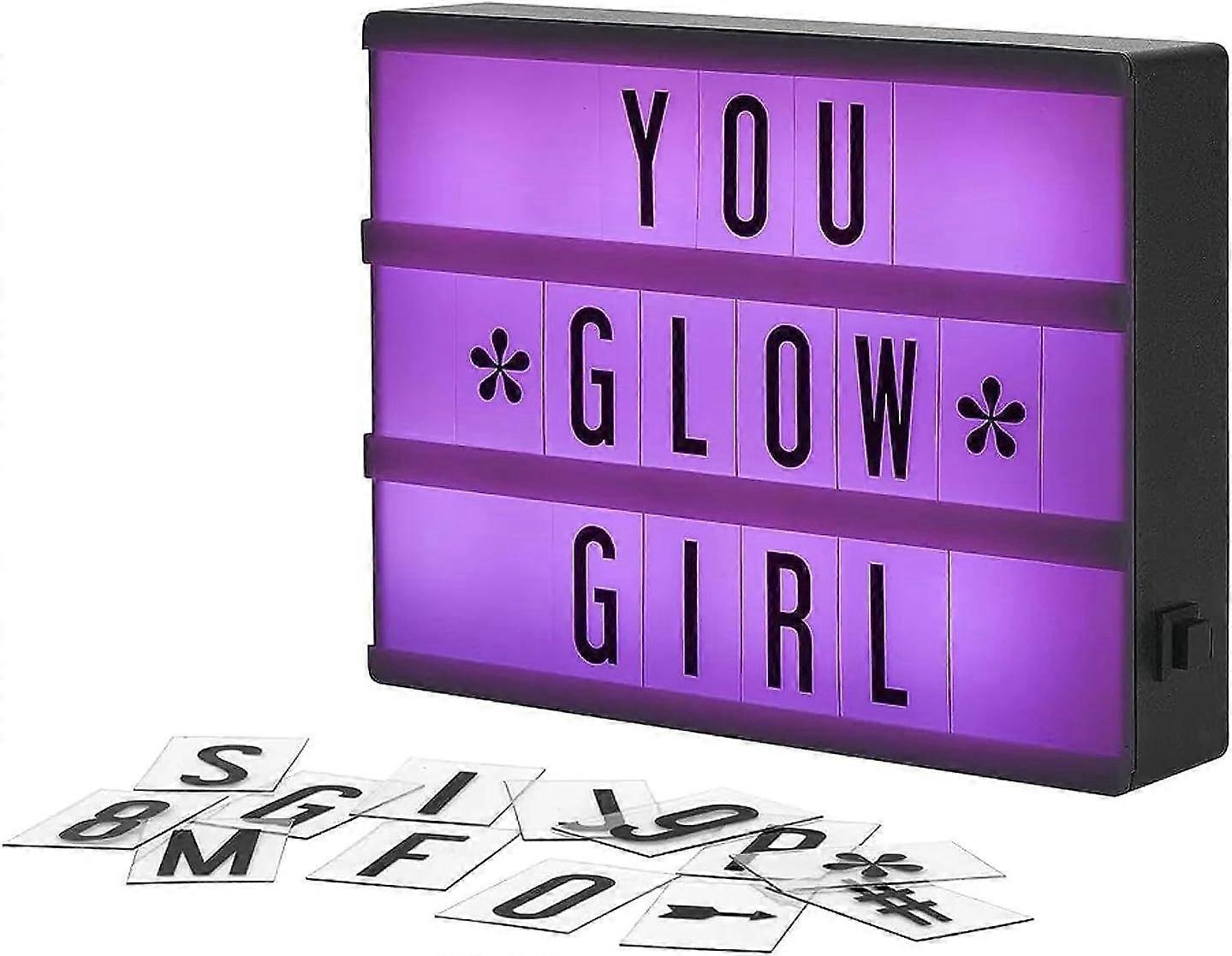 My Cinema Lightbox - صندوق إضاءة سينمائي متغير اللون RGB صغير - 96 حرفا ورقما ضوئيا LED - علامات نيون مخصصة كأضواء جديدة ، خاصة بك