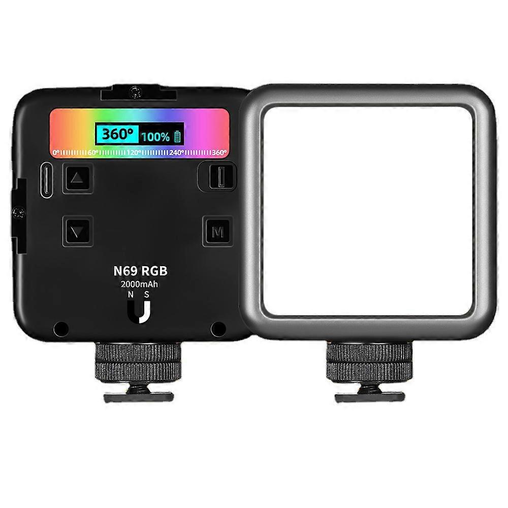 Photography Lighting With 3 Cold Shoe Mounts, 2500-9000K Dimmable Led Panel Lamp For Gaming, Rgb Video Lights With Lcd Display And Magnetic