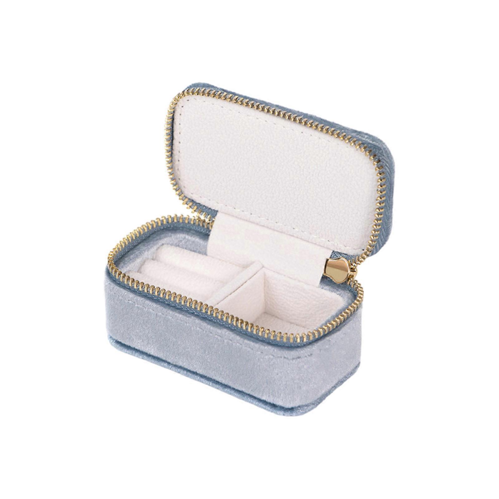 Mini Jewelry Case with Flannel Material Storage Box Protect and Organize Your Accessories sky blue