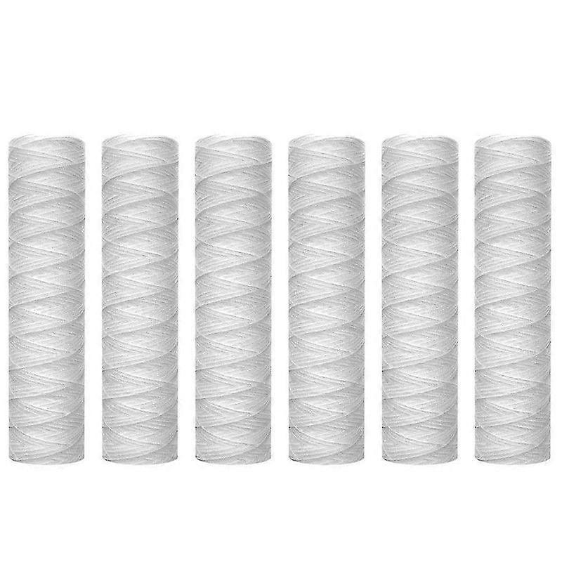 10 Micron 10" X 2.5" String Wound Sediment Water Filter Cartridge,6pack,whole House Sediment Filtration, Universal