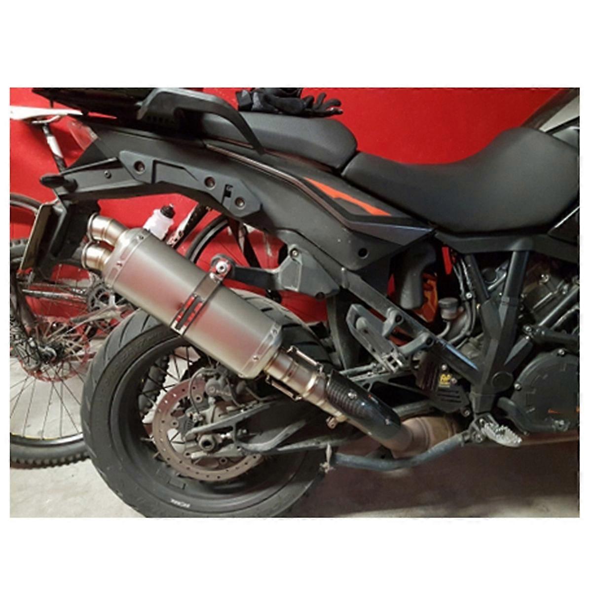 Motorcycle 51mm Double Outlet Exhaust Pipe Muffler Gradient Blue