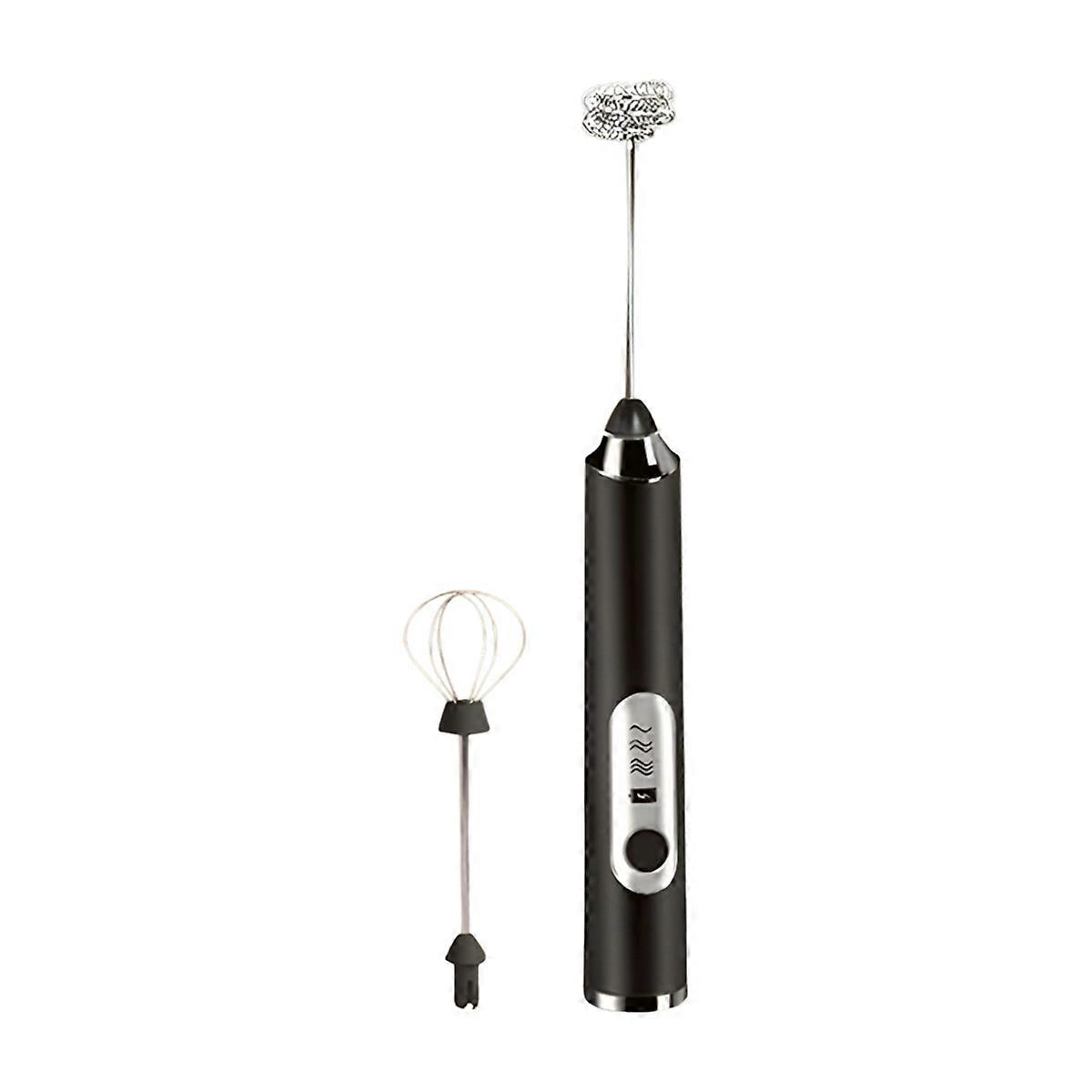 Electric Milk Frother Mini Handheld Egg Beater Coffee Frother Black