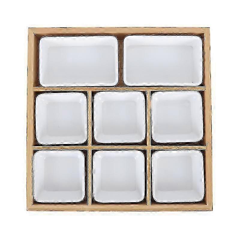 30.5X30.5cm Light Yellow Serving Trays 1 Set Of Bamboo Serving Tray Practical Divided Plate Vegetabl