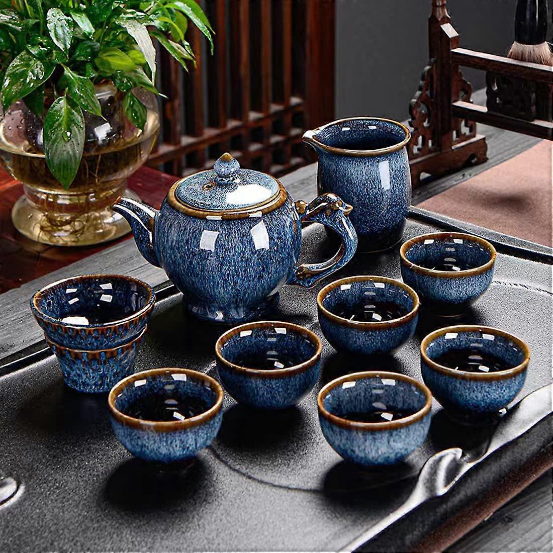 9 Piece Chinese Ceramic Tea Set For Afternoon Tea Gift Boxed Set