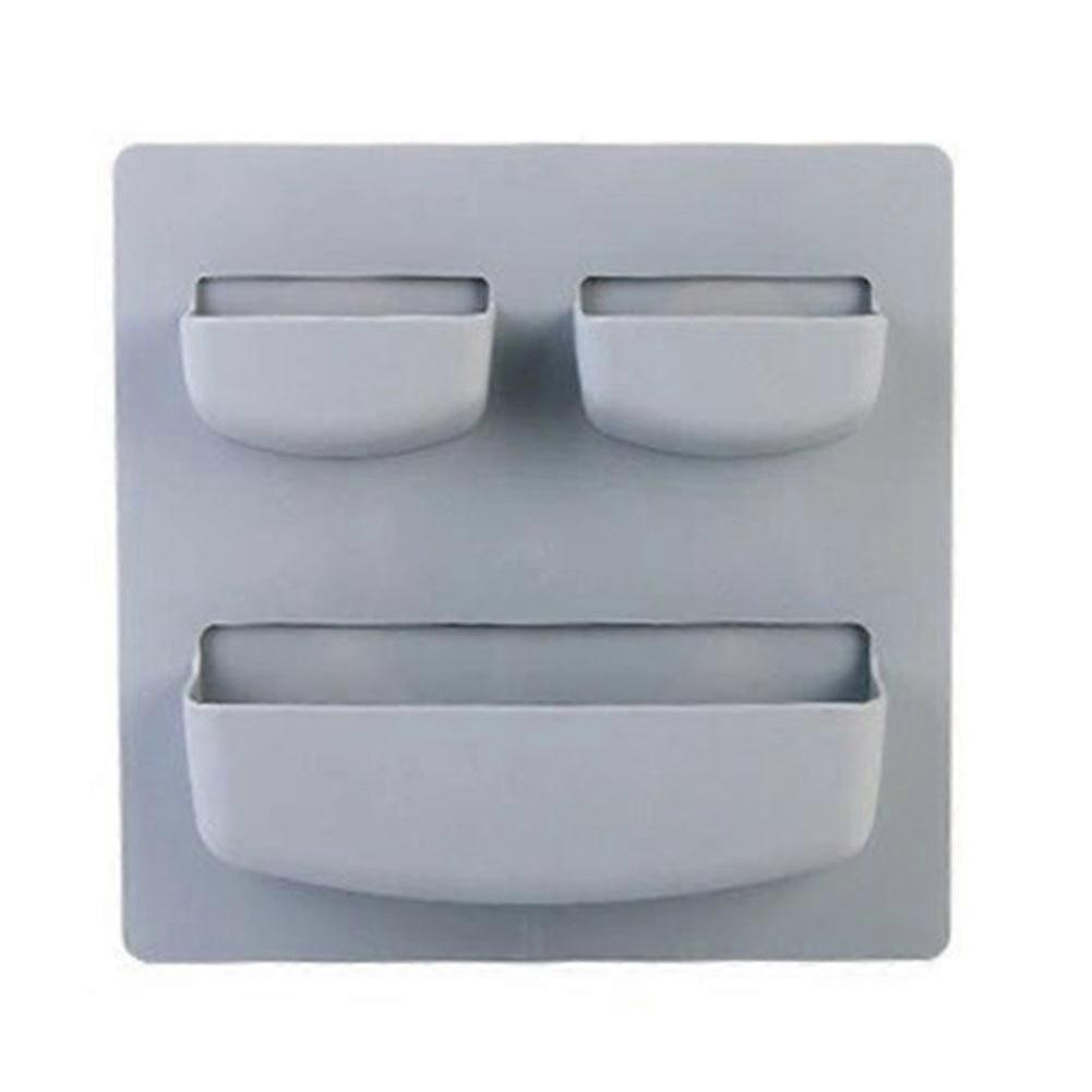 מתלה אחסון נדבק עצמי אפור כחול - מארגן מותקן על הקיר למטבח אמבטיה, מקרר ועוד