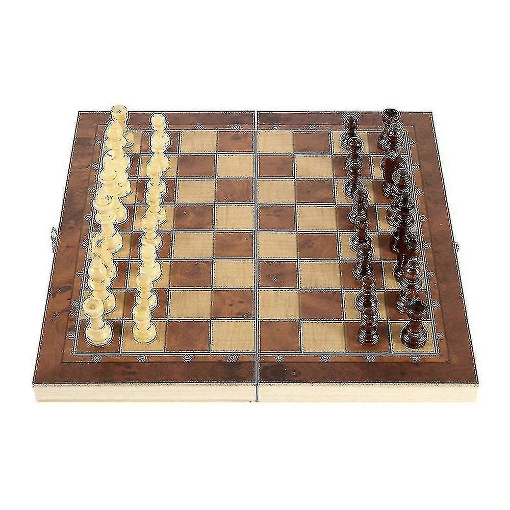 9.4インチ木製チェスセット折りたたみボード、ハンドメイドポータブルボードセット