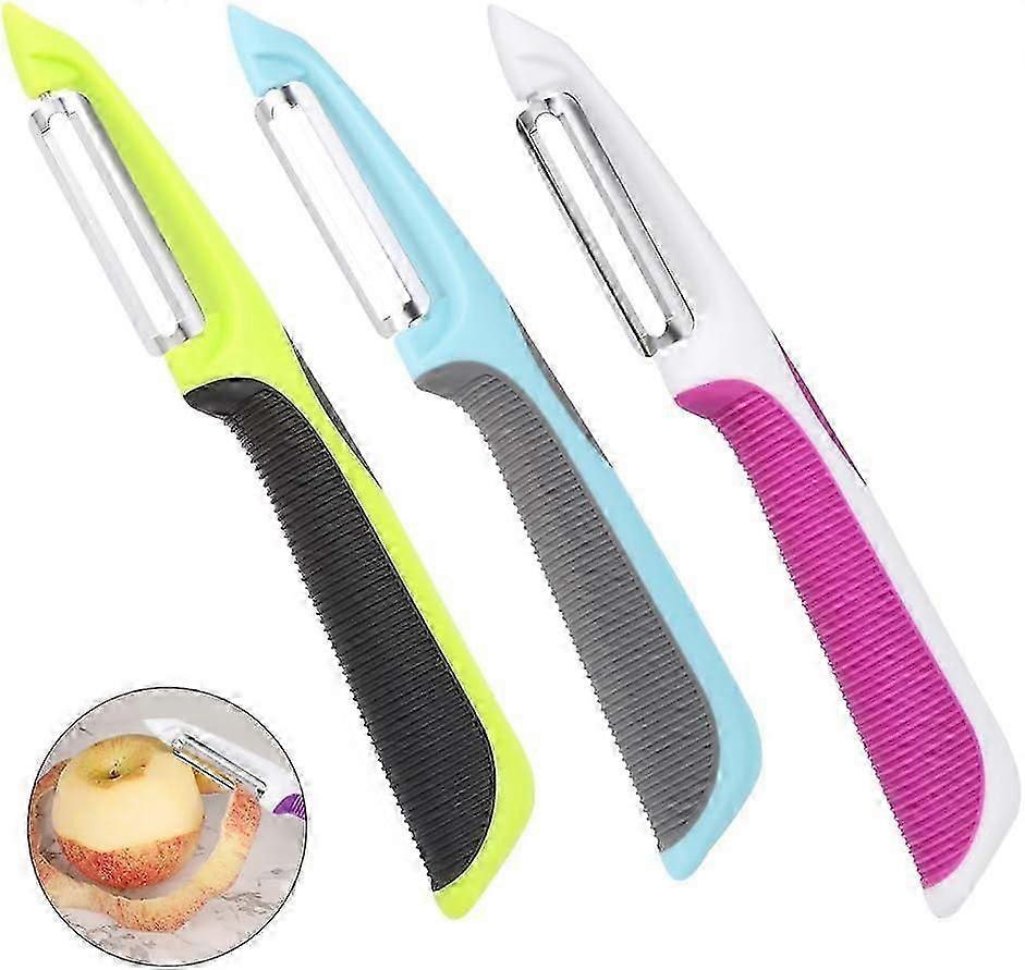 Swivel Peeler, 3 PCS Stainless Steel Sharp Potato Peelers with Non-Slip Handles and Rotary Blades for Apples Carrots Cucumbers