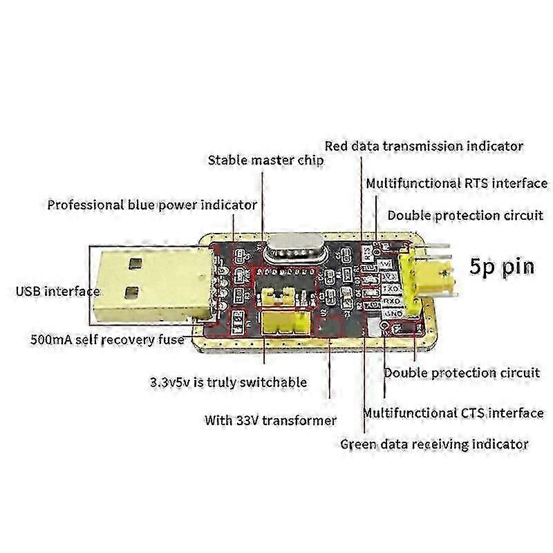 1 Pcs CH340G RS232 USB para TTL Módulo Conversor UART Porta Serial STC Dowanloader