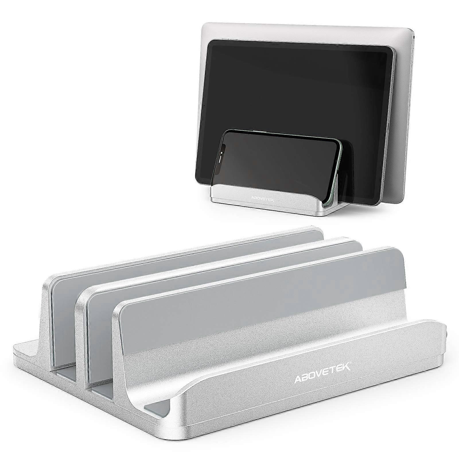 Vertical laptop stand, 3 nest aluminum table laptop holder - Universal Adaptation (up to 17.3) - Silver