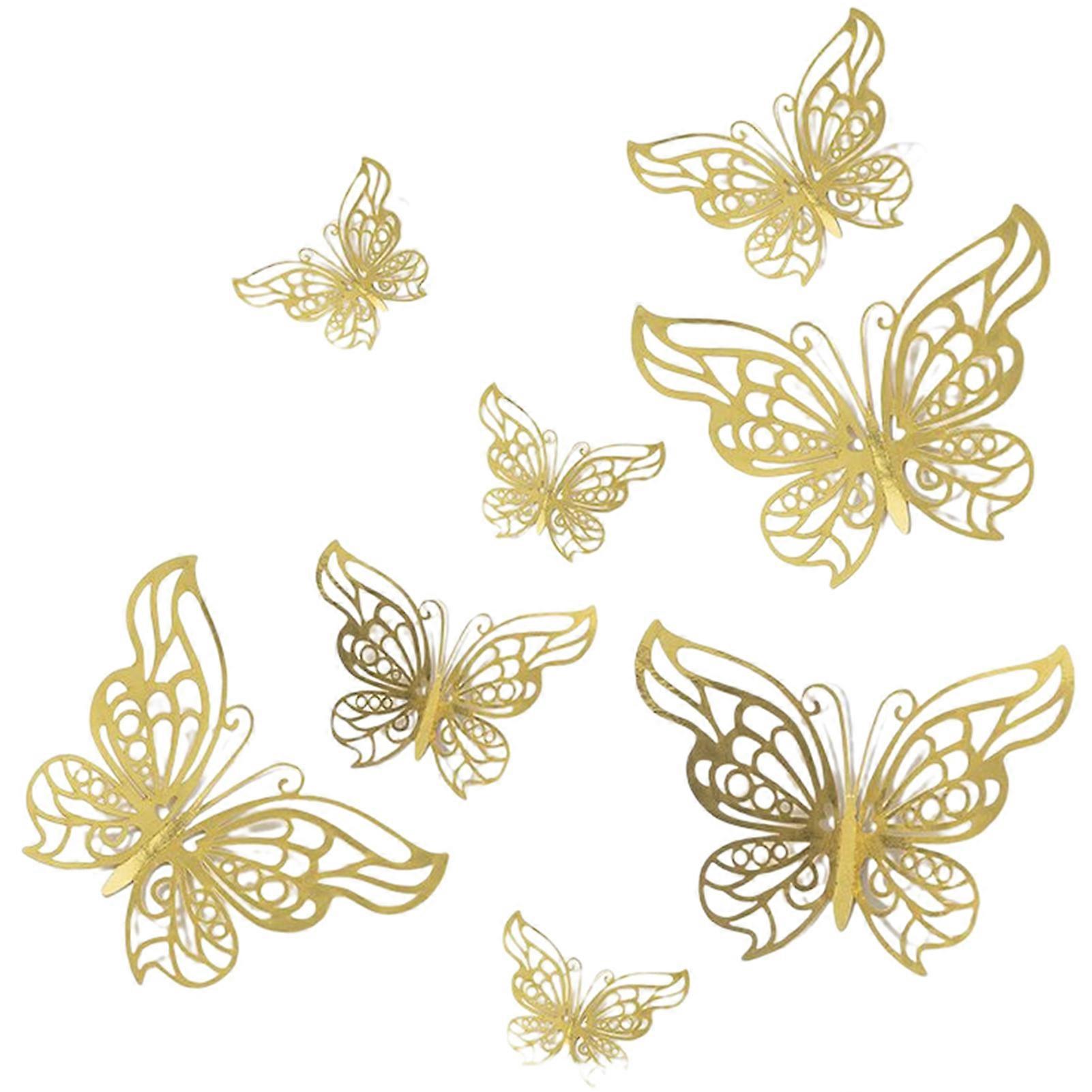 3D Golden Butterflies Wall Stickers Simulation Double-Sided Decorative Wall