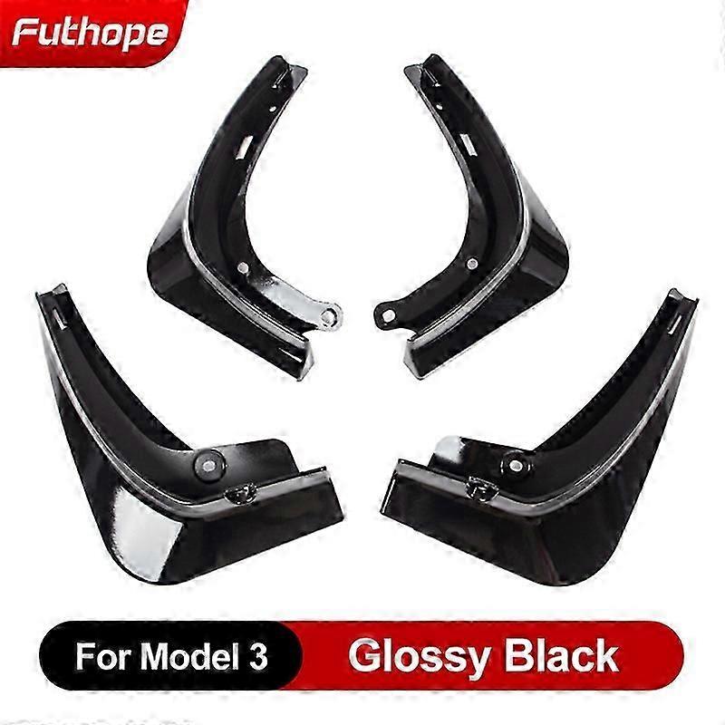 4pcs/set New Energy Car Mud Flaps For Tesla Model 3 Model Y 2021-23 Mudguards Splash Guards Fender Matte Black Carbon Fiber Abs
