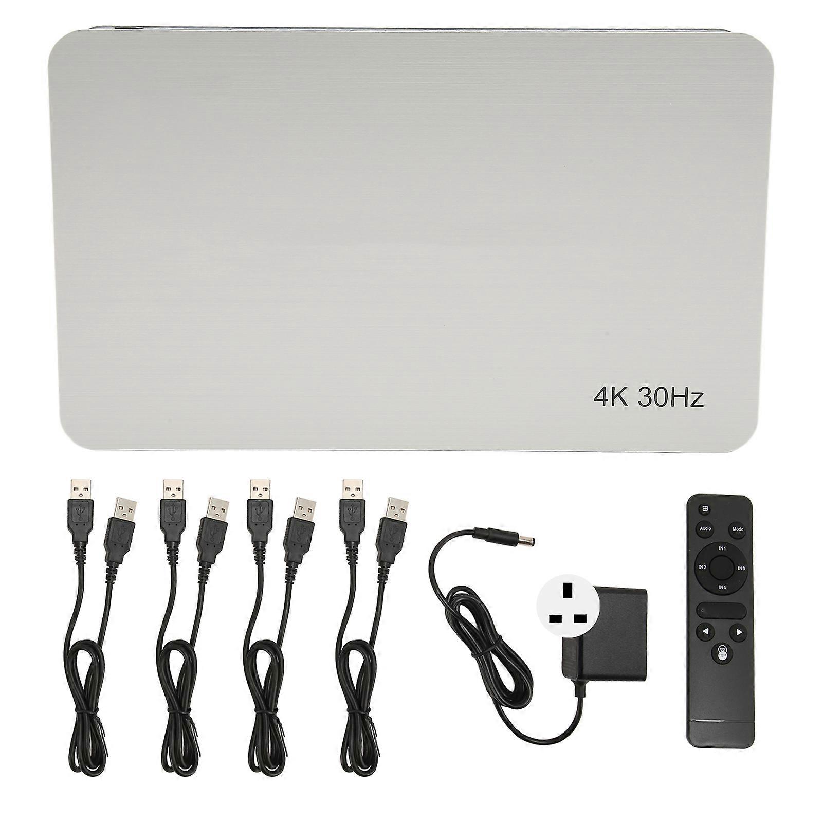 4x1 HD Multiviewer Switch Professional Plug and Play 4K HD Multimedia Interface Quad Multi Viewer 100‑240V