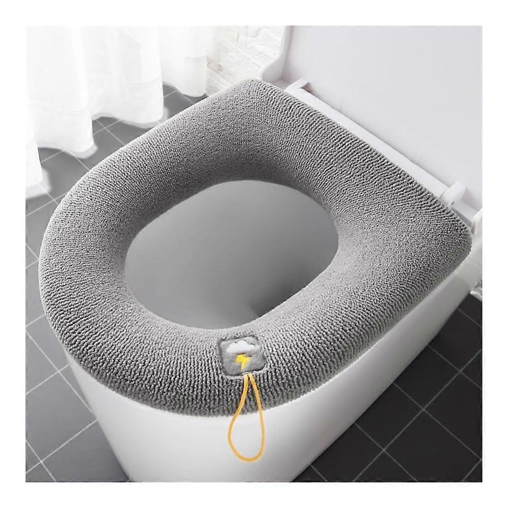 冬の暖かい便座カバーマットバスルームトイレパッドクッションハンドル付き厚手の柔らかい洗えるクローズスツールウォーマーアクセサリー